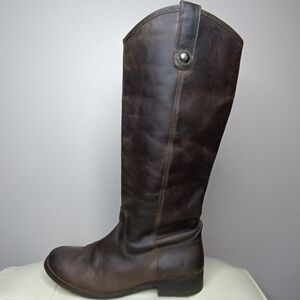 Frye Melissa Brown Leather Pull-on Knee High Cowboy Boots Size 8.5 B